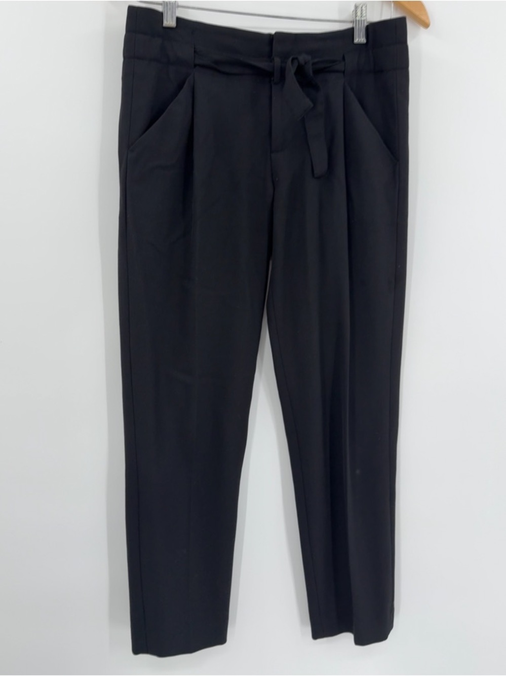 Vince Tie Waist Tapered Cropped Trouser | Black | 0